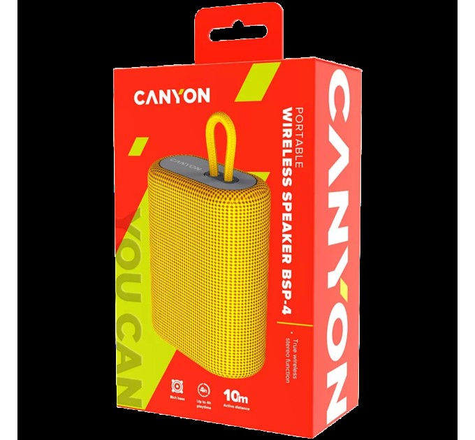 Колонка портативна бездротова BSP-4, жовта Canyon (CNE-CBTSP4Y)