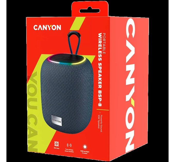Колонка портативна бездротова BSP-8, сіра Canyon (CNE-CBTSP8G)