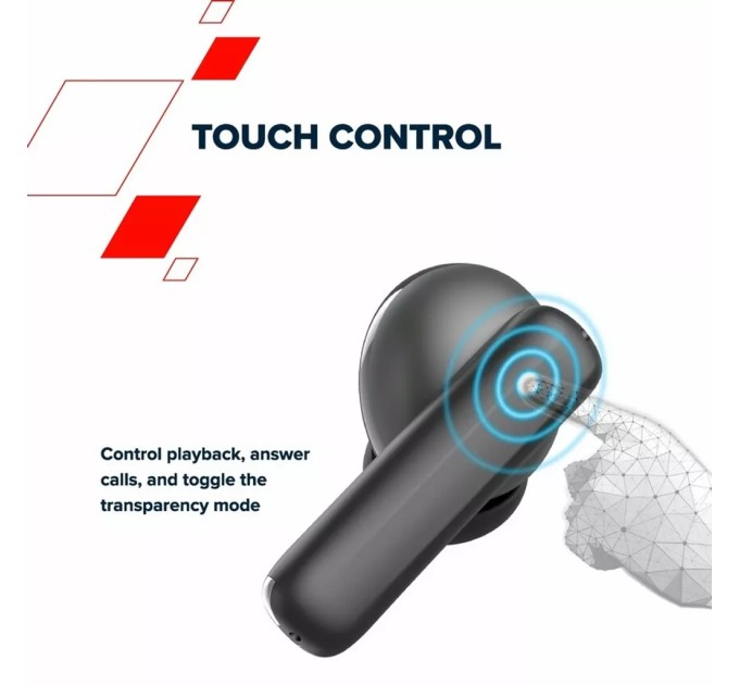 Навушники бездротові OnGo BT TWS-10 сірі Canyon (CNS-TWS10BK)