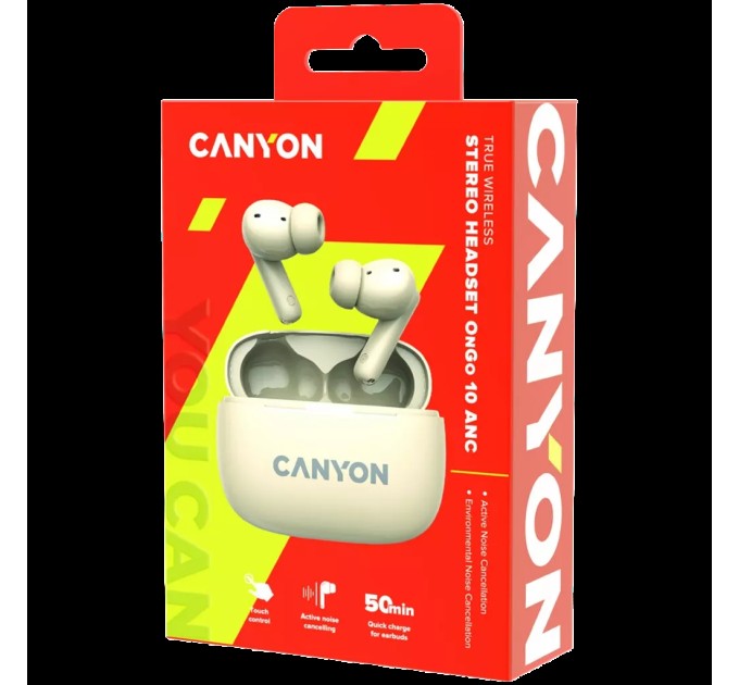 Навушники бездротові OnGo BT TWS-10 бежеві Canyon (CNS-TWS10BG)