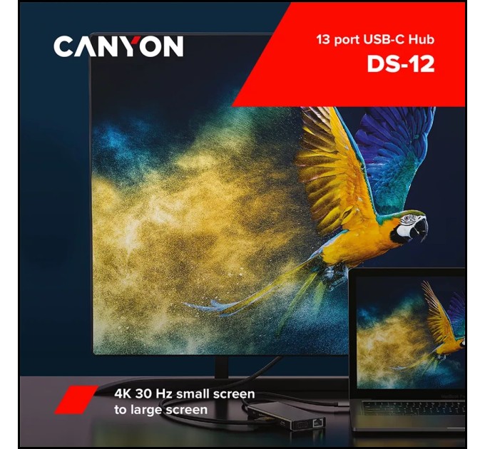 Хаб 13-в-1 мультипорт USB Type-C DS-12 Canyon (CNS-TDS12)