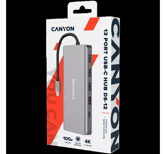 Хаб 13-в-1 мультипорт USB Type-C DS-12 Canyon (CNS-TDS12)
