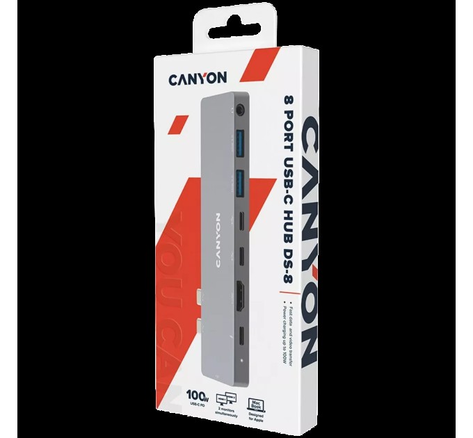 Хаб 8-в-1 мультипорт Power Delivery DS-8 Canyon (CNS-TDS08DG)