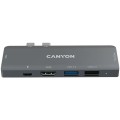 Хаб 7-в-1 мультипорт для MacBook USB-C Power Delivery 100 Вт DS-5 Canyon (CNS-TDS05B)