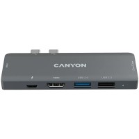Хаб 7-в-1 мультипорт для MacBook USB-C Power Delivery 100 Вт DS-5 Canyon (CNS-TDS05B)