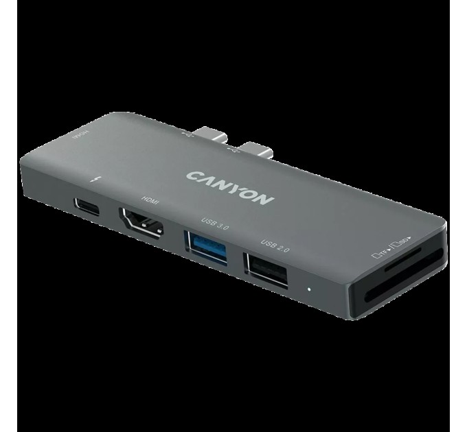 Хаб 7-в-1 мультипорт для MacBook USB-C Power Delivery 100 Вт DS-5 Canyon (CNS-TDS05B)