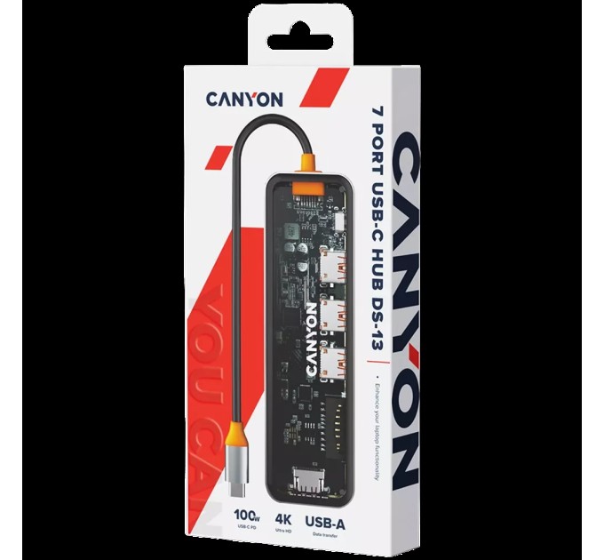 Хаб 7-в-1 мультипорт USB Type-C DS-13 Canyon (CNS-TDS13)