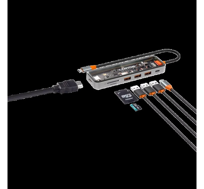 Хаб 7-в-1 мультипорт USB Type-C DS-13 Canyon (CNS-TDS13)