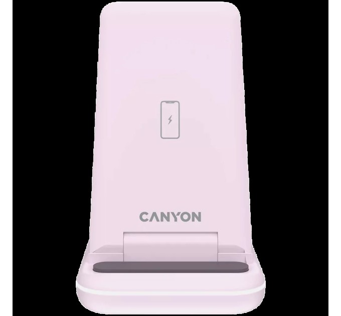 Пристрій зарядний бездротовий 3-в-1 QI WS-304 рожевий Canyon (CNS-WCS304IP)