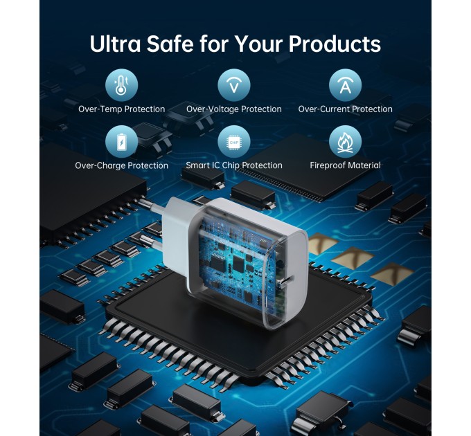 Пристрій зарядний мережевий PD20W USB-C білий Choetech (Q5004-EU-WH)