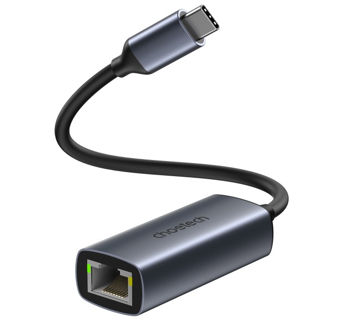 Адаптер USB-C до RJ45 2,5 Гб сірий Choetech (HUB-R02)