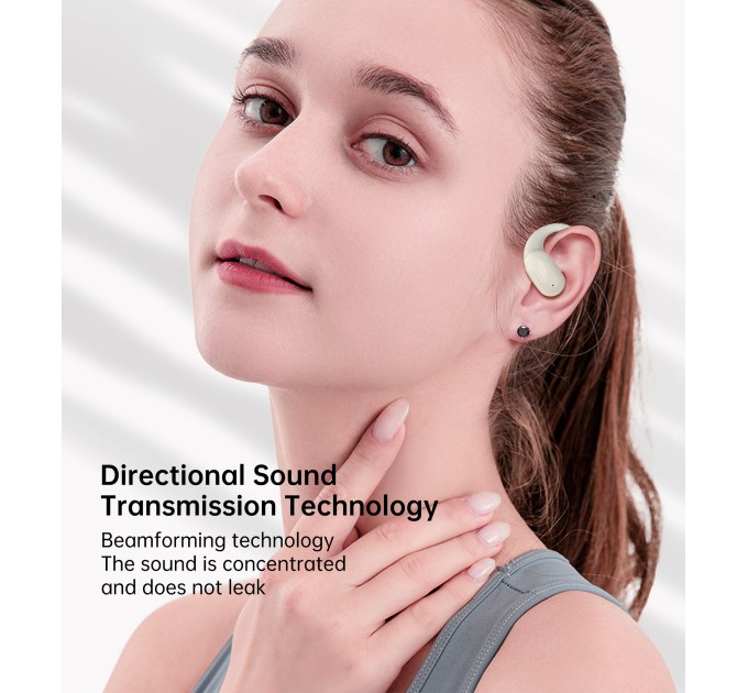 Навушники бездротові Open-ear з LED дисплеєм світло-бежеві Choetech (BH-T25-SK)