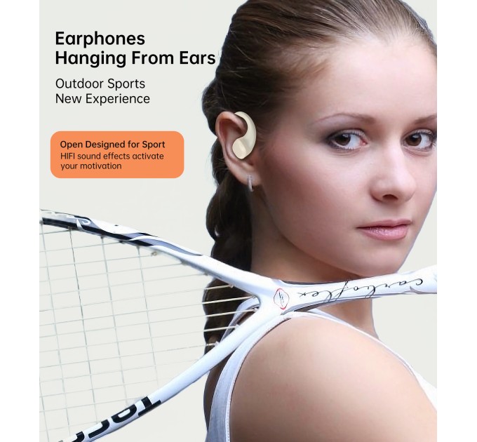 Навушники бездротові Open-ear з LED дисплеєм світло-бежеві Choetech (BH-T25-SK)