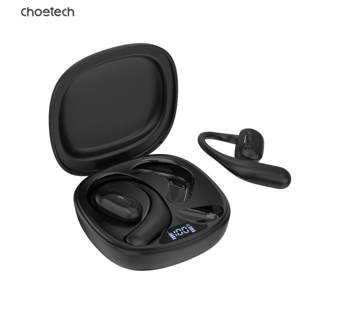 Навушники бездротові Open-ear з LED дисплеєм чорні Choetech (BH-T25-BK)
