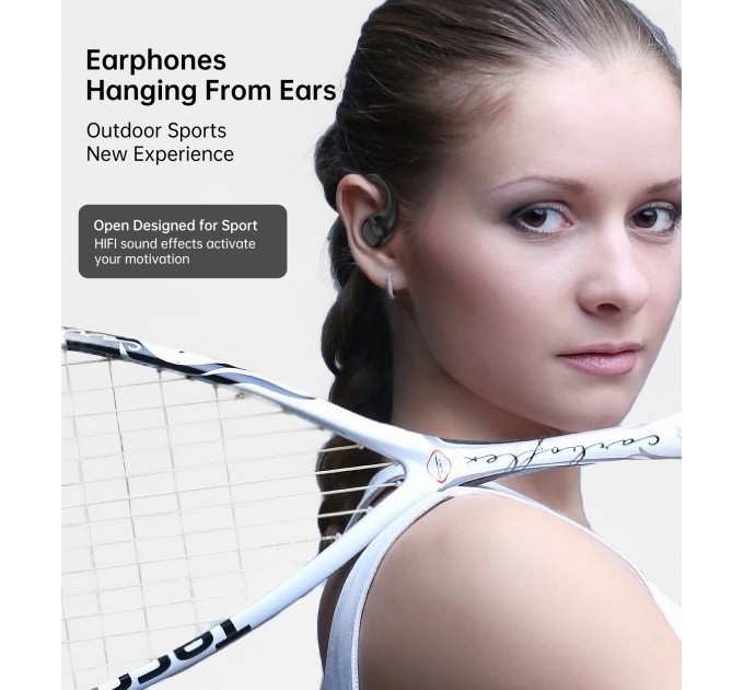 Навушники бездротові Open-ear з LED дисплеєм чорні Choetech (BH-T25-BK)