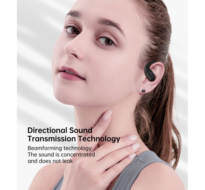 Навушники бездротові Open-ear з LED дисплеєм чорні Choetech (BH-T25-BK)