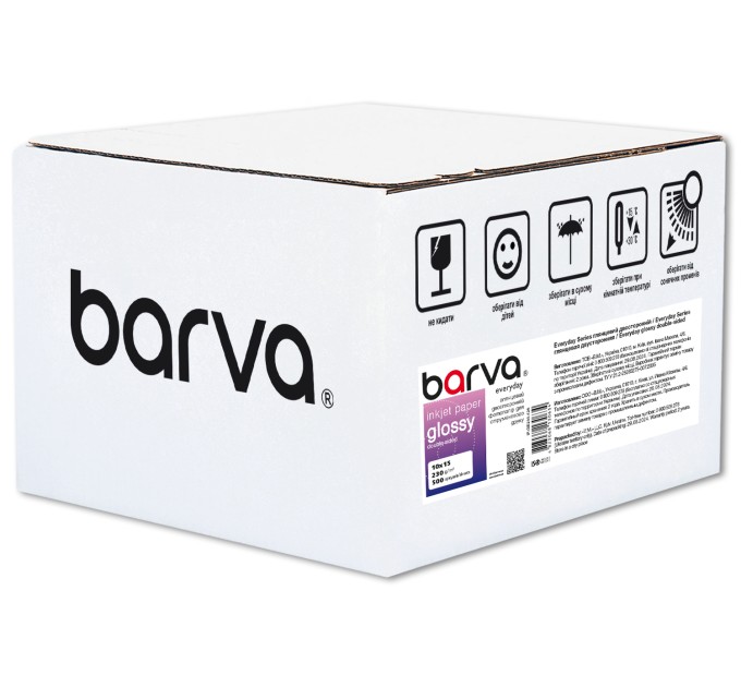 Фотопапір глянцевий двосторонній 230 г/м2, 10x15 см, 500 арк Everyday Barva (IP-GE230-426)