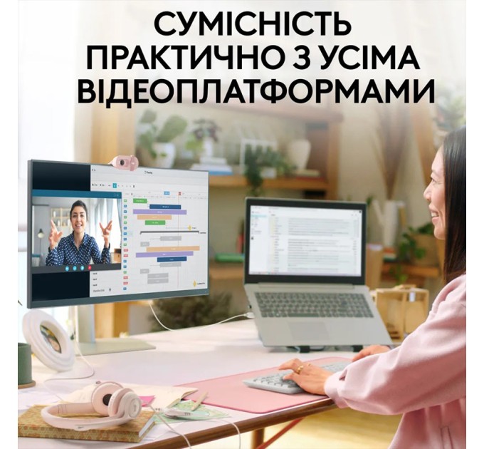 Веб-камера Brio 100, рожева Logitech (960-001623)