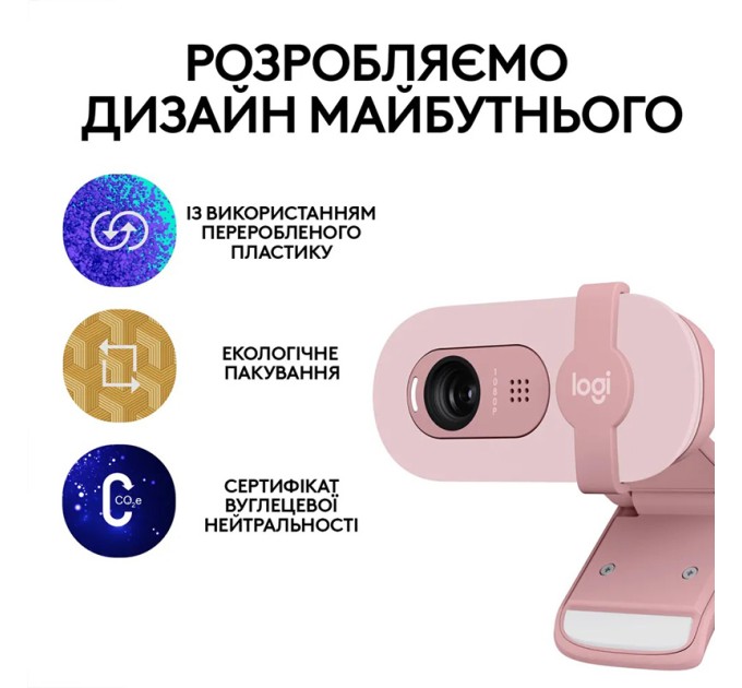 Веб-камера Brio 100, рожева Logitech (960-001623)