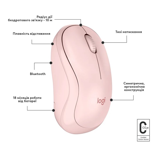 Миша бездротова M240 Silent, рожева Logitech (910-007121)