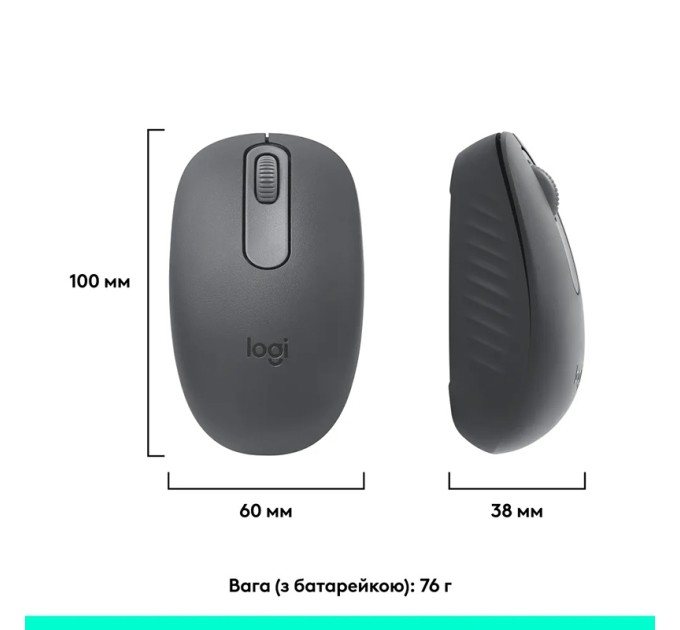 Миша бездротова M196, графітова Logitech (910-007459)