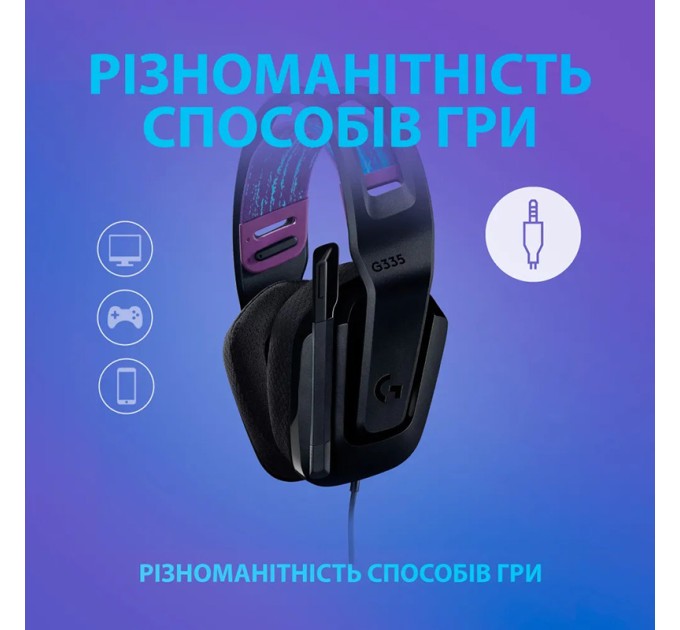 Гарнітура дротова ігрова G335, чорна Logitech (981-000978)
