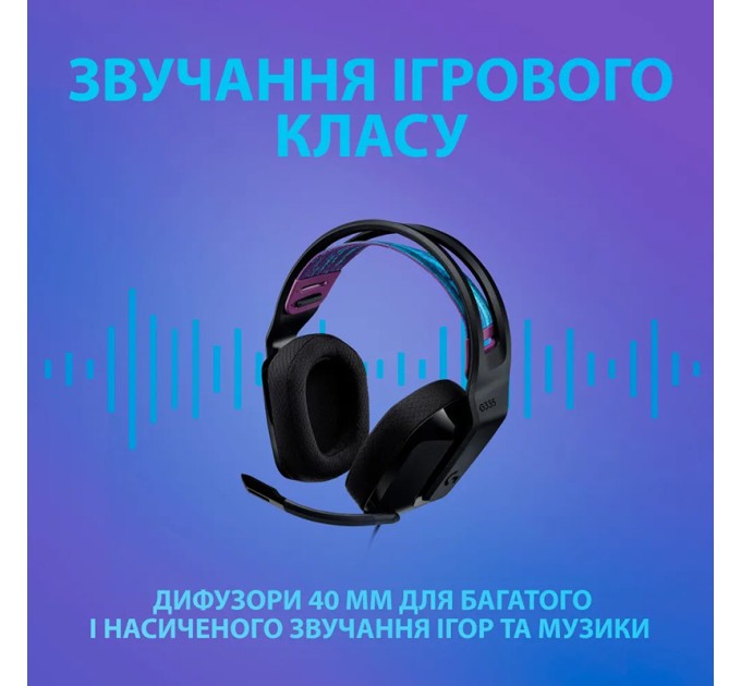 Гарнітура дротова ігрова G335, чорна Logitech (981-000978)