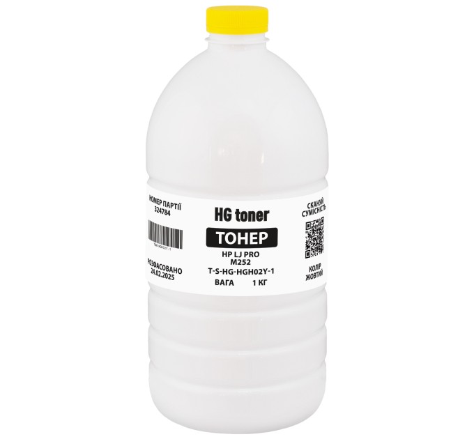Тонер HP LJ Pro M252 флакон, 1 кг, жовтий HG toner (TSM-HGH02Y-1)