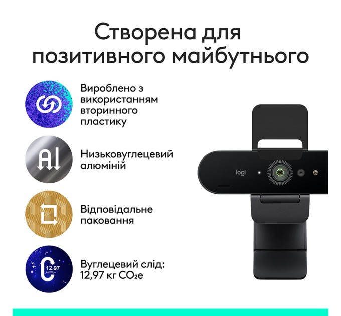 Веб-камера Brio 4K, чорна Logitech (960-001718)