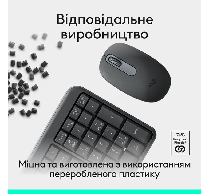 Комплект клавіатура та миша бездротовий MK250 Combo, UA, графітовий Logitech (920-013823)