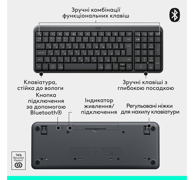 Комплект клавіатура та миша бездротовий MK250 Combo, UA, графітовий Logitech (920-013823)