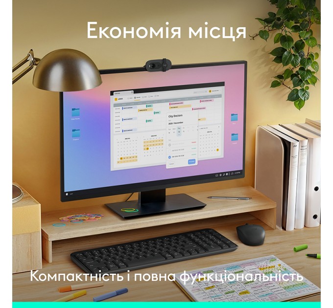 Комплект клавіатура та миша бездротовий MK250 Combo, UA, графітовий Logitech (920-013823)