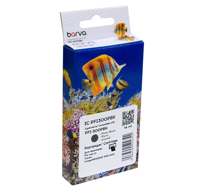 Картридж сумісний Canon PFI-300PBK (4193C001) 303 арк, фото чорний Barva (IC-PFI300PBK)