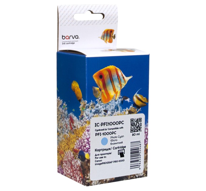 Картридж сумісний Canon PFI-1000PC (0550C001) 80 мл, фото блакитний Barva (IC-PFI1000PC)