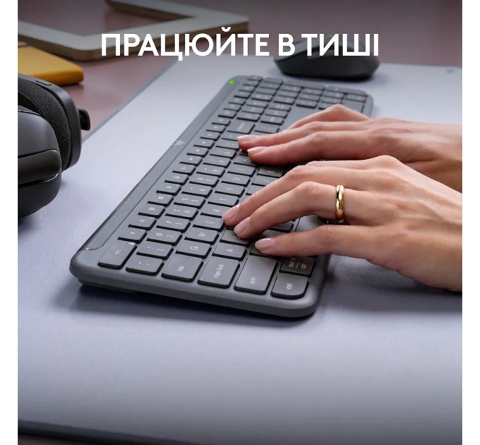 Комплект клавіатура та миша бездротовий WL/BT MK950 Signature Slim Combo, UA, графітовий Logitech (920-012490)