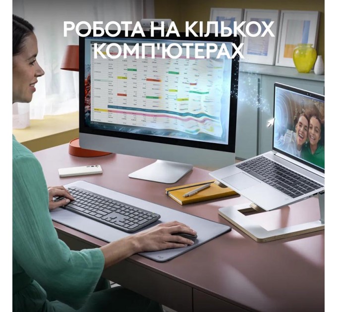 Комплект клавіатура та миша бездротовий WL/BT MK950 Signature Slim Combo, UA, графітовий Logitech (920-012490)