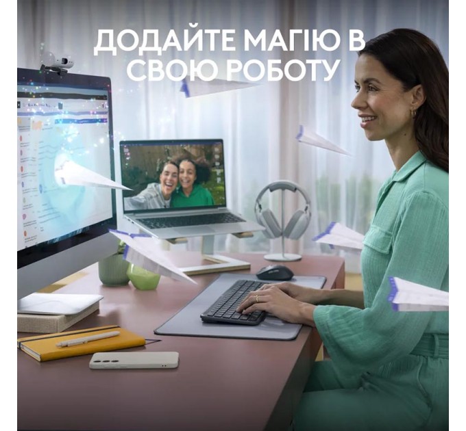 Комплект клавіатура та миша бездротовий WL/BT MK950 Signature Slim Combo, UA, графітовий Logitech (920-012490)