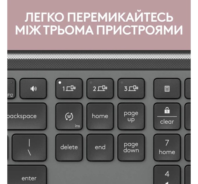 Комплект клавіатура та миша бездротовий WL/BT MK950 Signature Slim Combo, UA, графітовий Logitech (920-012490)
