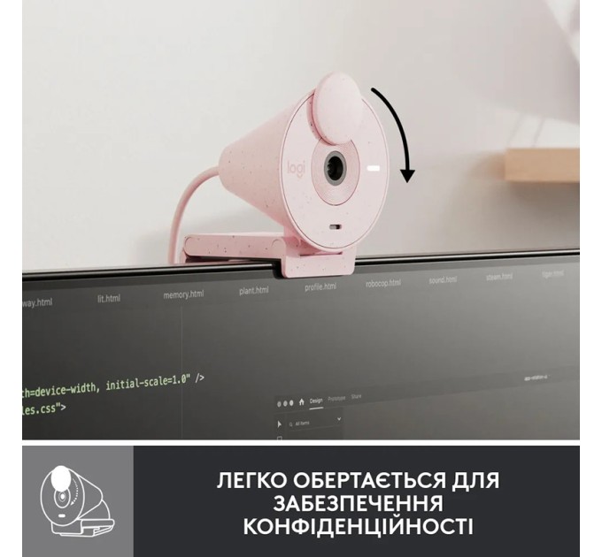Веб-камера Brio 300, рожева Logitech (960-001448)