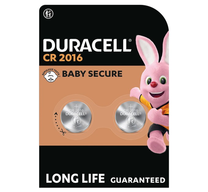 Батарейка DL2016-CR2016 літієва, DSN, блістер, 2 шт. Duracell (5018078/5007667/5010969/5014810)