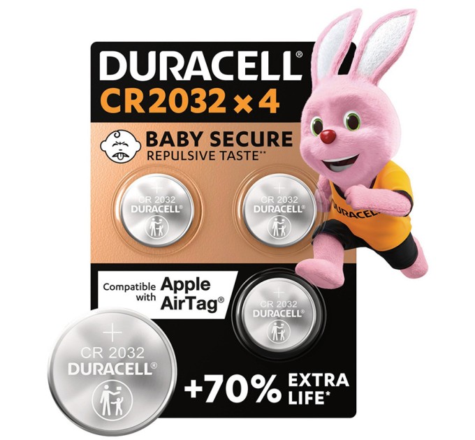 Батарейка DL2032-CR2032 літієва, DSN, блістер, 4 шт. Duracell (5018068/5007662/5010951/5014799)