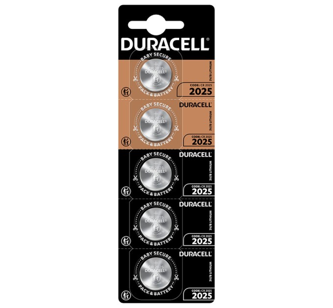 Батарейка DL2025-CR2025 літієва, DSN, блістер, 5 шт. Duracell (5010980)