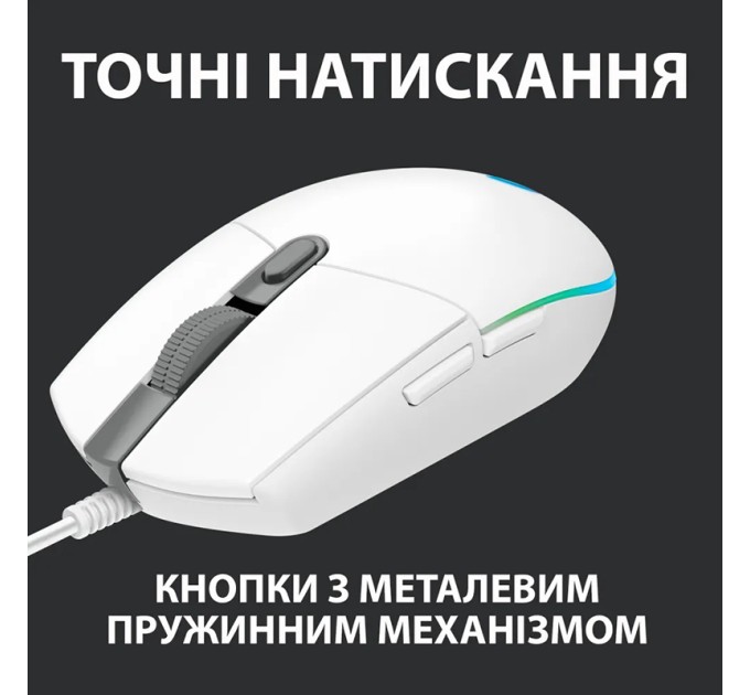 Миша USB G102 Lightsync, біла Logitech (910-005824)