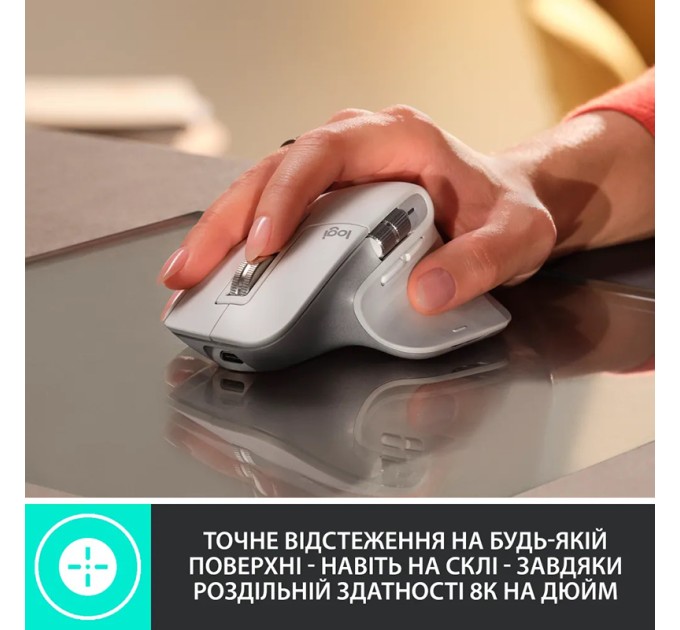Миша бездротова MX Master 3S Performance, світло-сіра Logitech (910-006560)