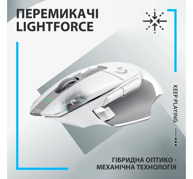 Миша бездротова G502 X Lightspeed, біла Logitech (910-006189)