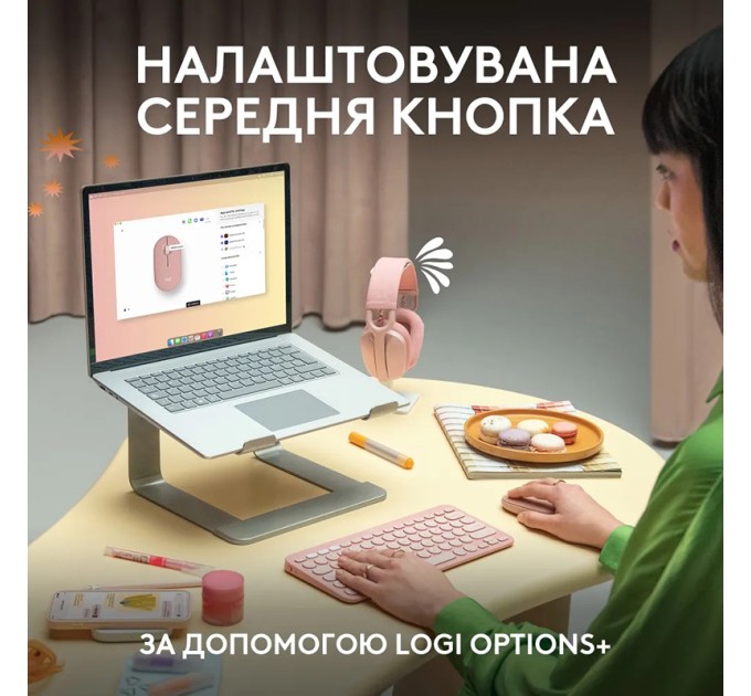 Миша бездротова M350s Pebble, рожева Logitech (910-007014)