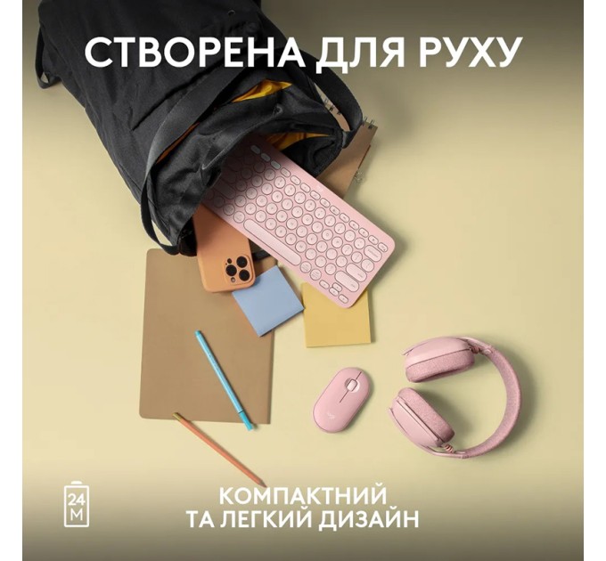 Миша бездротова M350s Pebble, рожева Logitech (910-007014)