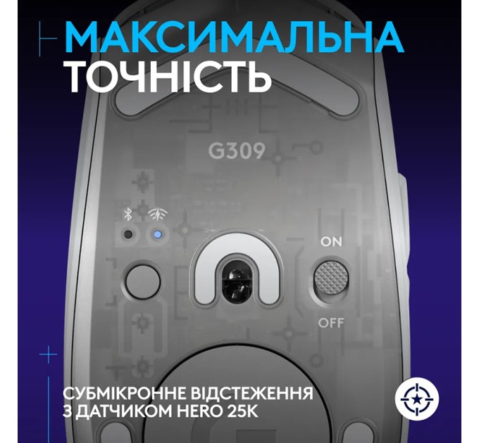 Миша бездротова WL/BT G309 Lightspeed, біла Logitech (910-007207)