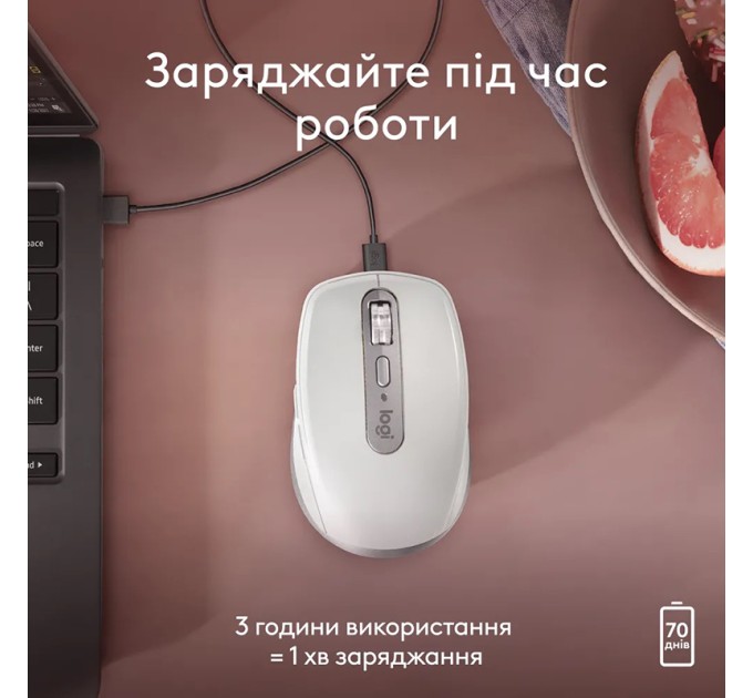 Миша бездротова MX Anywhere 3S для Mac, світло-сіра Logitech (910-006946)