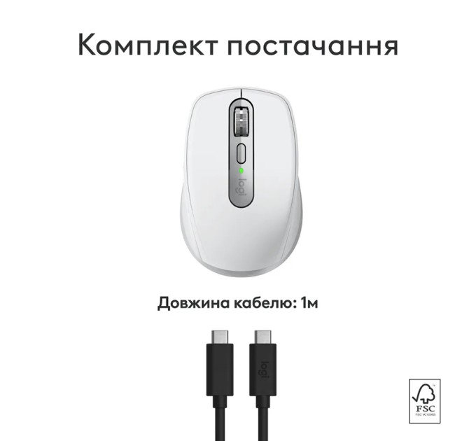Миша бездротова MX Anywhere 3S для Mac, світло-сіра Logitech (910-006946)